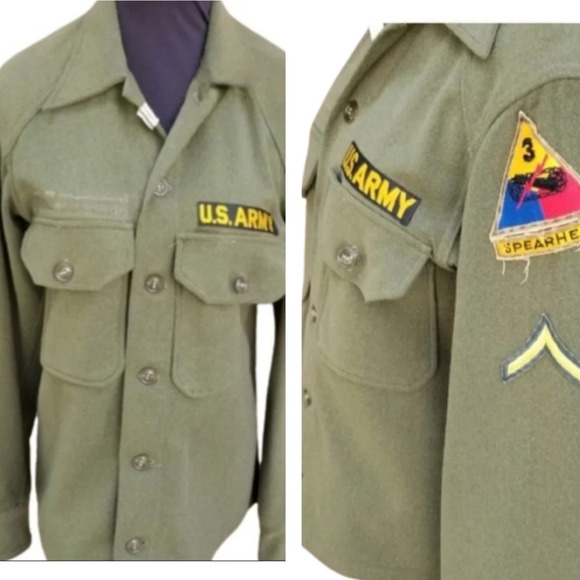 Vintage Army Green wool jacket.S-M - Picture 1 of 9